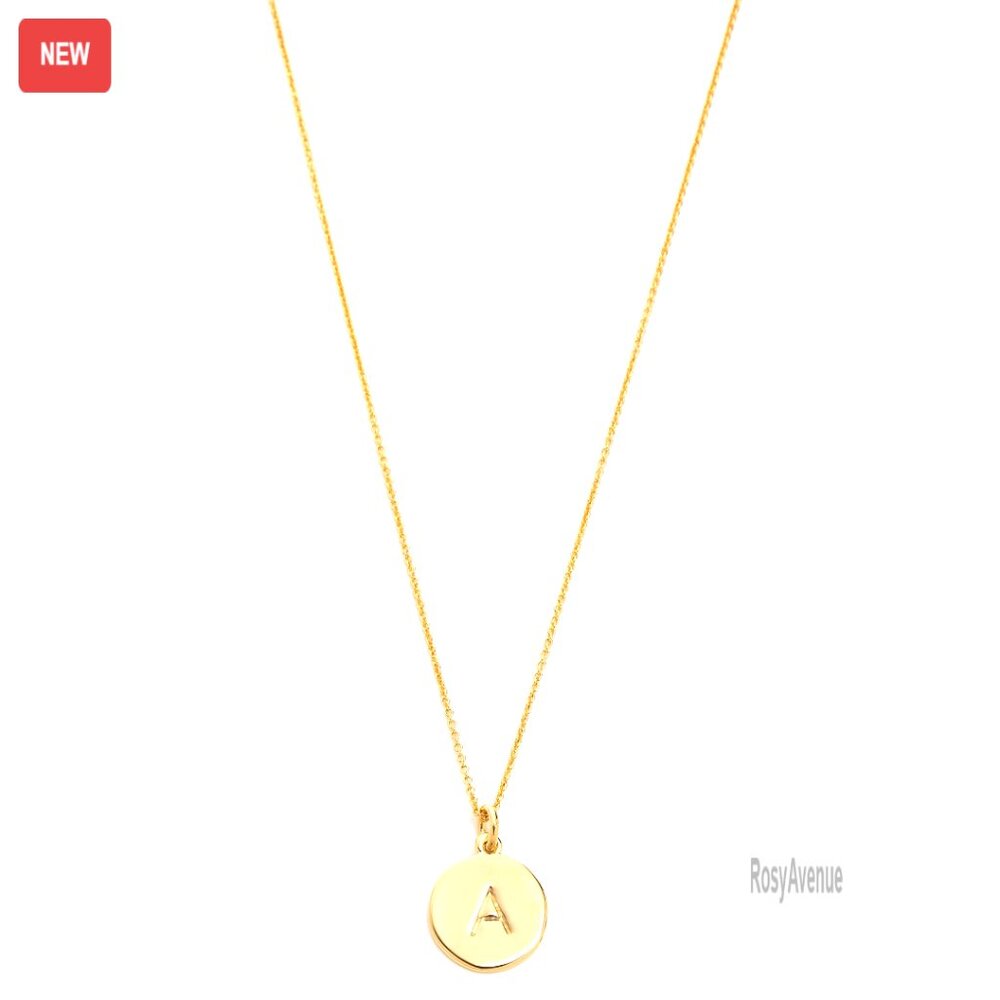 Gold Plated Initial Pendant Necklace, 17 Inch Chain, Lobster Clasp